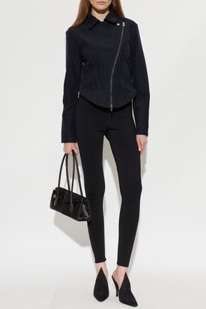 Alaia Denim Jacket, Womens, Navy Blue
