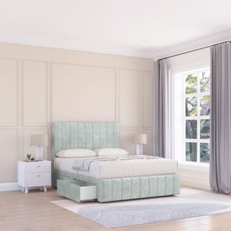 Sloomy California Naples Bed Set, No Drawers Mattress & 54 Headboard in Silver | Size: Small Single