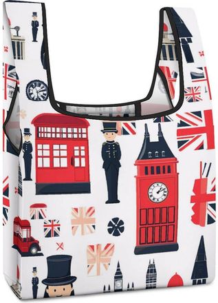 Generic England Symbols Print Shopping Bag Reusable Grocery Tote Bag Foldable Handbag for Travel Picnic