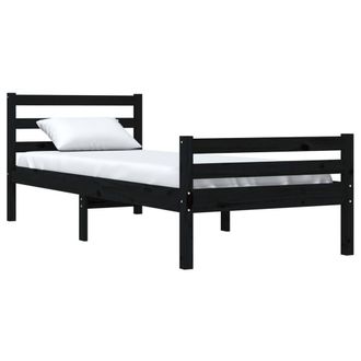 Berkfield Home Beautiful Bed Frame Black Solid Wood 100x200 cm