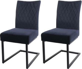 Hhg Hhg - Juego De 2 Sillas Basculantes 109, Silla De Visita Sill&oacute;n De Conferencia, Acero Aterciopelado Con Recubrimiento De Polvo, Azul Antracita