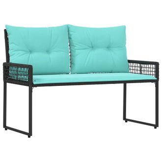vidaXL Banco De Exterior Con Coj&iacute;n Negro Y Turquesa 118 X 55 X 82 Cm Vidaxl