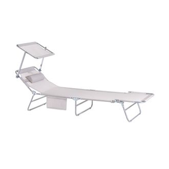 SoBuy Tumbonas Tumbonas De Relaci&oacute;n Con Respaldo Reclinable Y Parasol Tumbonas Plegables 63 X 195 X 90 Cm Beige Ogs48-mix2 Sobuy Es
