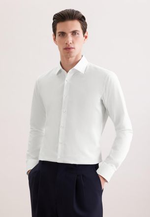 Seidensticker Businesshemd SEIDENSTICKER Schwarze Rose, Herren, Gr. XS (36), normale &Auml;rmell&auml;ngen, weiss (wei&szlig;), 100% Baumwolle, unifarben, skinny fit, 2-Knopf-Mansc