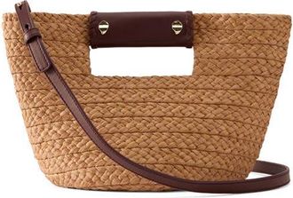 Helen Kaminski Mini Remi Braided Raffia Tote in Nougat/garnet at Nordstrom