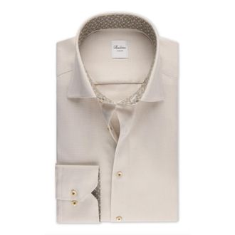 Stenstr&ouml;ms Lichtbeige Slimline Contrastoverhemd - Heren - Overhemden - Beige - Maat: 6XL Katoen