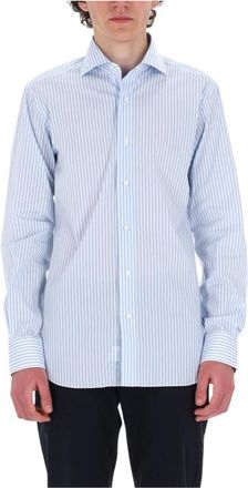 Barba Gestreepte overhemd - Heren - Casual Overhemden - Blauw - L - Katoen - Overhemden