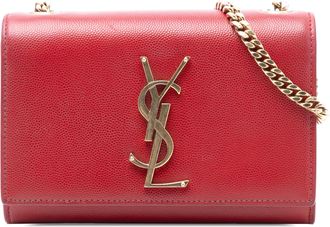 Saint Laurent Womens Pre-owned Small Leather Monogram Kate Crossbody - Red - One Size