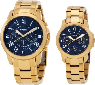 Fossil Grant Chronograph Gold-Tone Stainless Steel Watch Set FS6200SET