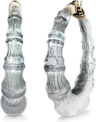 Gold & Honey Womens Bamboo Illusion Lucite Hoop Earrings In Pixi