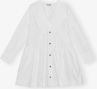 Ganni White Mini Shirt Dress in Cotton - Size 34 Organic