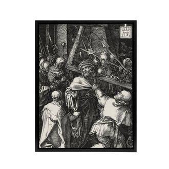 Artery8 Bearing of the Cross Albrecht Durer Framed Canvas Wall Art Print in Grey | Size: W24 x H32