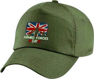 Generic Embroidered Armed Forces Day 25 June Baseball Cap Veterans Day British Armed Forces United Kingdom Flag Unisex Gift Baseball Hat (Military Green)