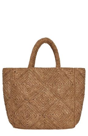 Vitamin A Cala Raffia Tote in Caramel at Nordstrom