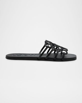 Loewe Petal Leather Anagram Slide Sandals