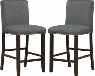 Costway Costway - Set of 2 Bar Stools Linen Counter Height Chair Upholstered Kitchen Island Stool