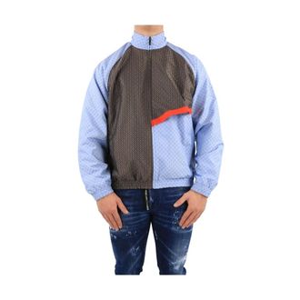 Daily Paper Clothing Light Jackets, male, Blue, XS, Scarf Shirt Blue/Brown Stylish Casual