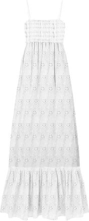 MC2 Saint Barth Jemma Met Sangallo Ruches Jurk - Dames - Maxi kleedjes - Wit - M - Katoen - Kleedjes