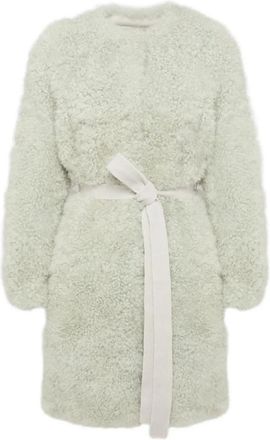 Yves Salomon Lammy jas met ceintuur - Blauw