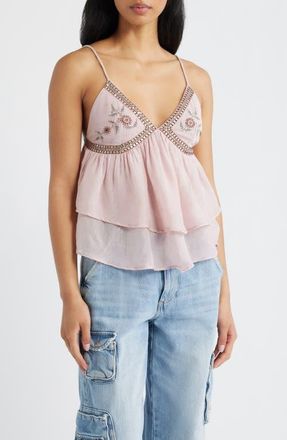 BDG Embroidered Detail Cami in Pink at Nordstrom, Size X-Large