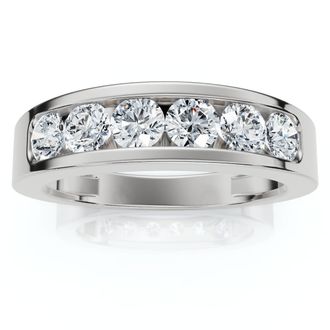Pompeii3 1Ct Diamond Channel Set Polished Wedding Band Mens Ring 14k White Gold Lab Grown