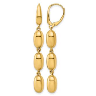 Diamond2Deal 14K Yellow Gold Triple Oval Drop Dangle Earrings