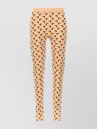 Marine Serre moon print leggings with cut-out design