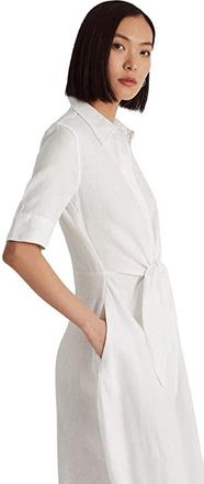Lauren Ralph Lauren Petite Linen Shirtdress Womens Clothing White : 10P, Jersey/Linen