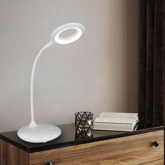 Globo Lighting Lampada da scrivania led touch dimmer lampada da comodino lampada da tavolo flessibile bianca, batteria cavo usb, plastica bianca, 5W 260lm bianco