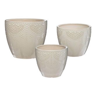 Atmosphera Atmosphera - Juego De 3 Tarros - Bijoux - Cer&aacute;mica - Blanco Cr&eacute;ateur DInt&eacute;rieur