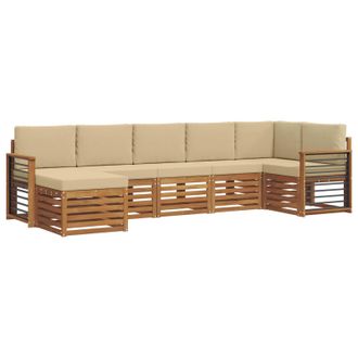 vidaXL Conjunto De Sof&aacute; Seccional Con Coj&iacute;n 7 Pcs Natural Y Beige Vidaxl