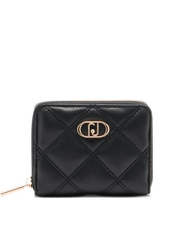 Liu Jo quilted monogram logo wallet - women - Polyester/Polyester/Polyurethane Resin - One Size - Black