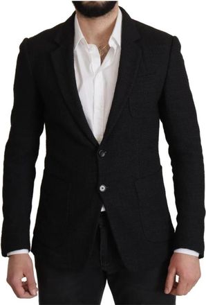 Dolce & Gabbana Tweed Blazer Classic Fit - Heren - Blazers - Zwart - L - Tweed - Jassen