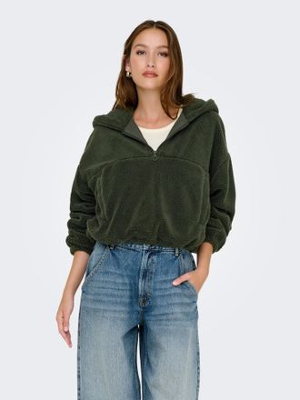 Only Fleecejacke ONLY ONLSIENA TEDDY ANORAK LIFE CC OTW, Damen, Gr. XL, gr&uuml;n (rosin), Web, Obermaterial: 100% Polyester, unifarben, regular fit, B&uuml;ndchen, 