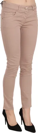 CristinaeEffe Brown Low Waist Slim Fit Skinny Cotton Womens Pants