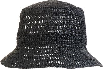 Bruno Magli Straw Crochet Bucket Hat in Black at Nordstrom Rack