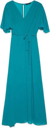 Fiorella Rubino Dream Georgette Jurk met V-hals - Dames - Avondkleed - Groen - 6XL - Polyester - Kleedjes