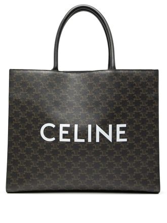 Celine 2021 Medium Triomphe Coated Canvas Cabas Horizontal tote bag - Brown