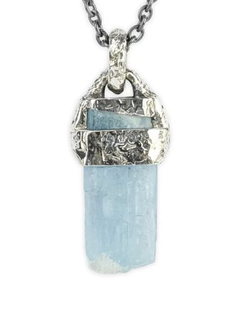 Parts Of Four 10K white gold fused Talisman aquamarine necklace - Silver