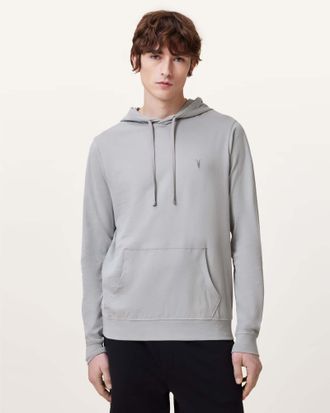 AllSaints Mens Cotton Brace Pullover Brushed Cotton Ramskull Hoodie, Size: XXL