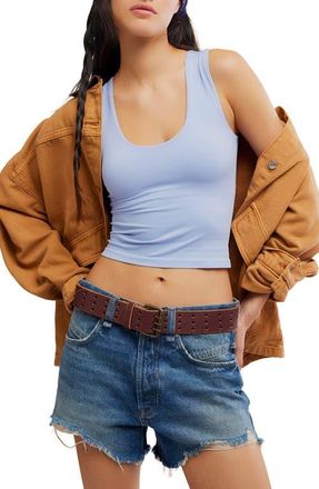 Free People Clean Lines Seamless Crop Muscle Tank in Dawn Breeze at Nordstrom, Size X-Small/small