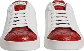 Dolce & Gabbana White Red Leather Portofino Men Sneaker Mens Shoes (Pre-Owned)