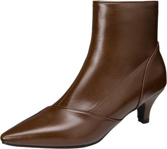 Generic Womens Elegant 5cm Kitten Heel Ankle Boots with Pointed Toe, for Daily & Office,Brown,1.5 UK