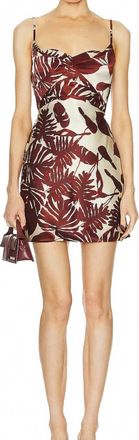 Nicholas Haley Cowl Draped Mini Dress In Brick Segovia Print