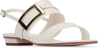 Roger Vivier Womens Buckle Sandal Beige Leather Heels