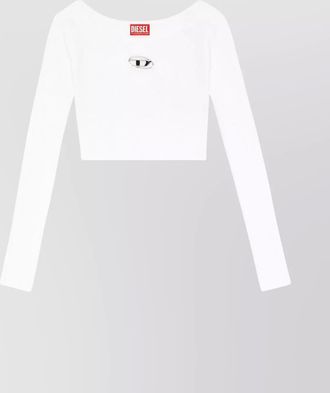 Diesel ribbed slim-fit cropped boat neck long-sleeve t-shirt