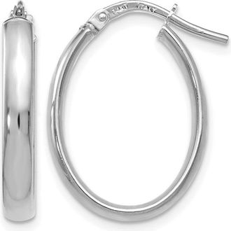 Diamond2Deal 14K White Gold Polished Oval Shape Hoop Earrings