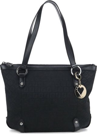 Fendi Black Canvas Leather Tote Bag (Pre-Owned)