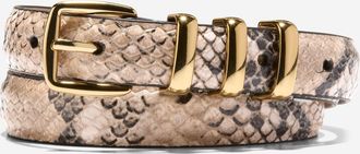 Cole Haan Womens 20MM Harness Belt with Feather Edge - Beige Size Medium