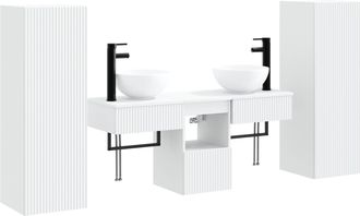 vidaXL Juego De Muebles De Ba&ntilde;o 5 Uds. Blanco 33 X 34,5 X 100 Cm Vidaxl